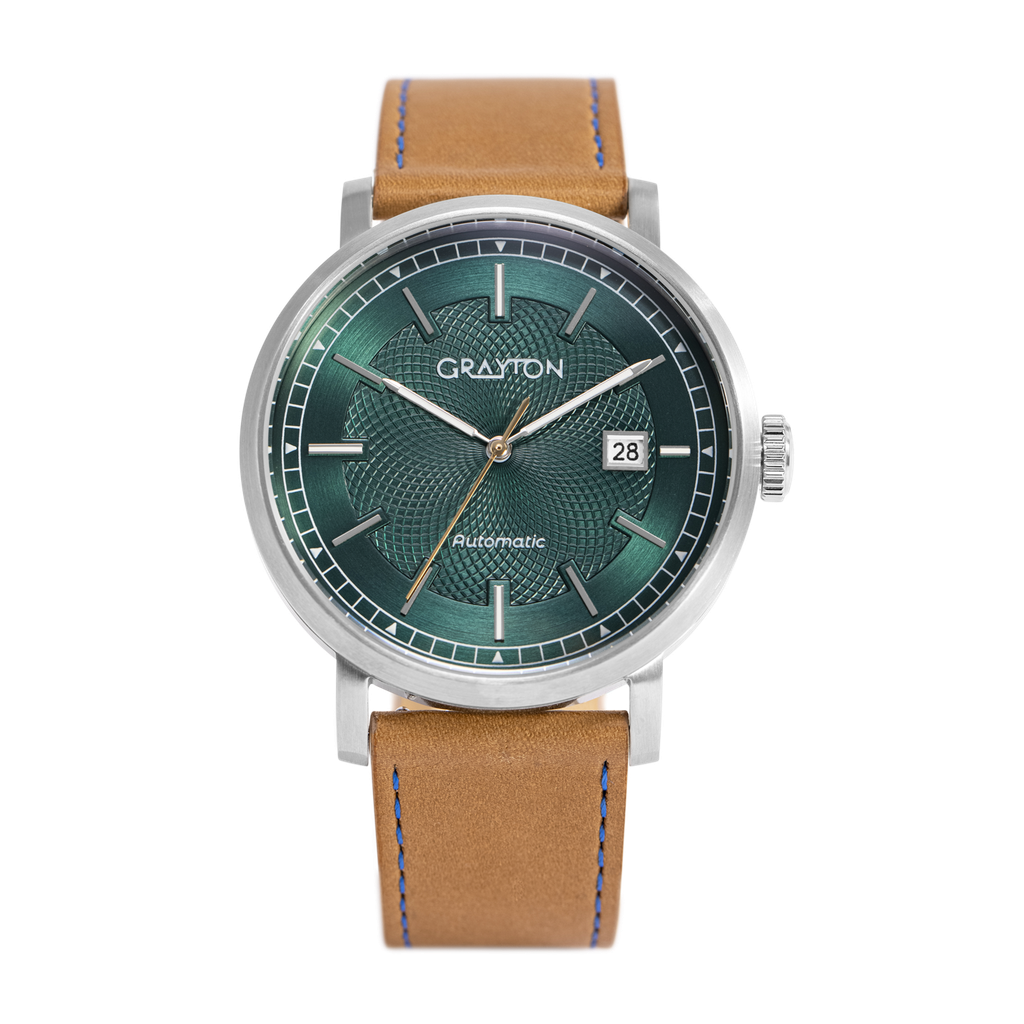 [GR35939AC] GUILLOCHE LEATHER FOREST GREEN