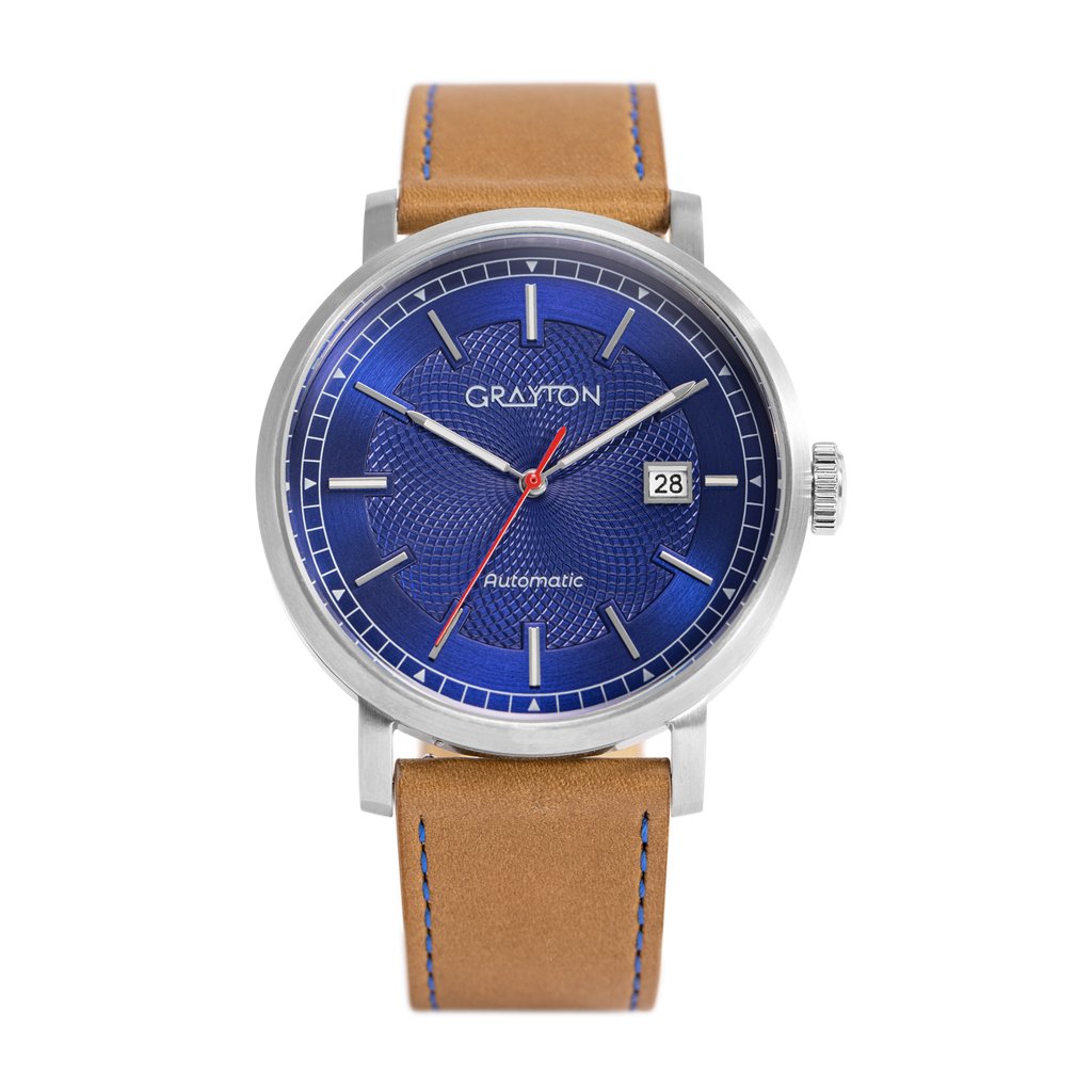 [GR47826AE] GUILLOCHE LEATHER COBALT BLUE