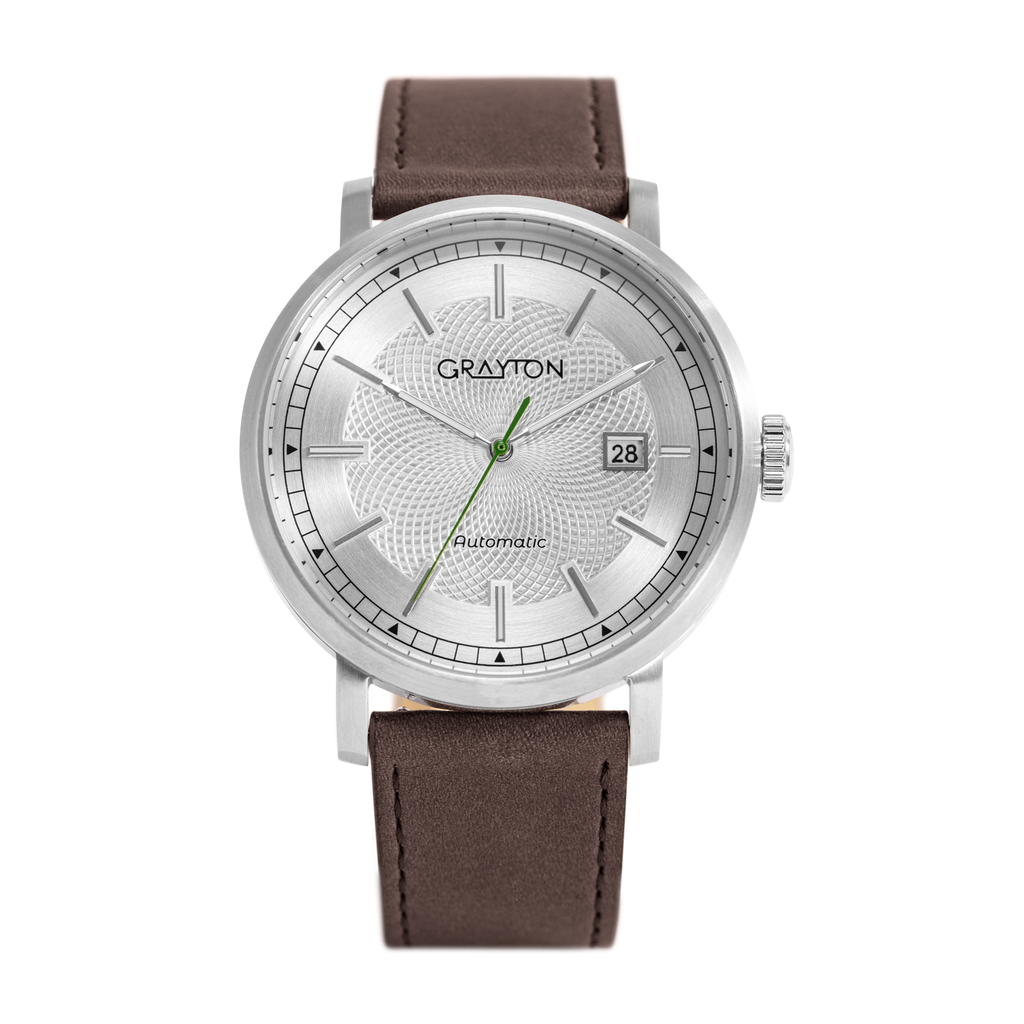 [GR10749AF] GUILLOCHE LEATHER SILVER
