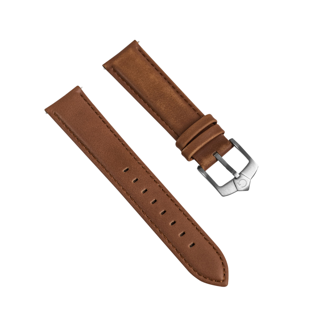 [GRS66187L] Classic Cognac Brown Leather Strap
